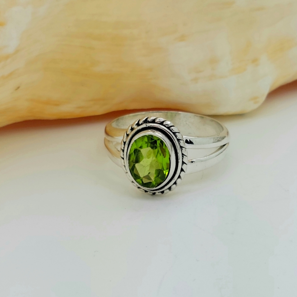 Genuine Peridot Sterling Silver Ring